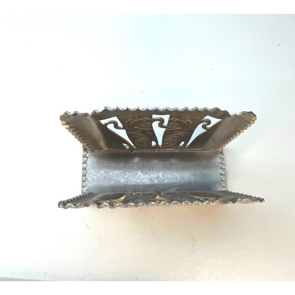 Vintage Aluminum Art Deco Nouveau Victorian Napkin Letter Holder Desk Accessory - Picture 3 of 7